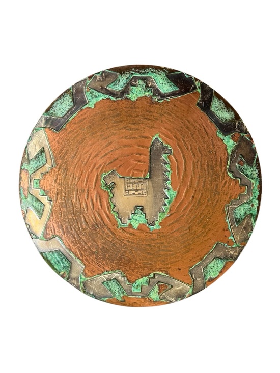 Vintage Other - Vintage Peruvian Wall Plate Silver & Copper Mixed Media Decorative Handmade